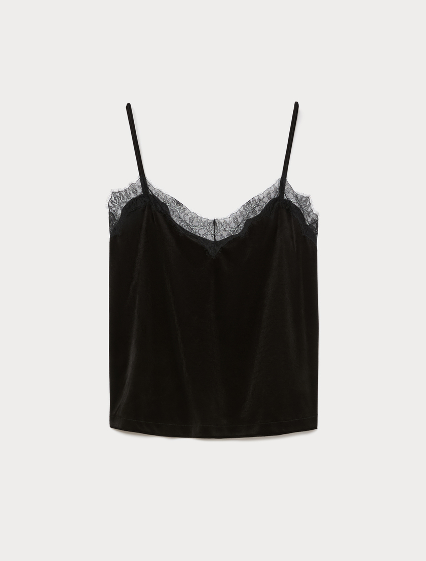 Velvet jersey top - BLACK - Marina Rinaldi