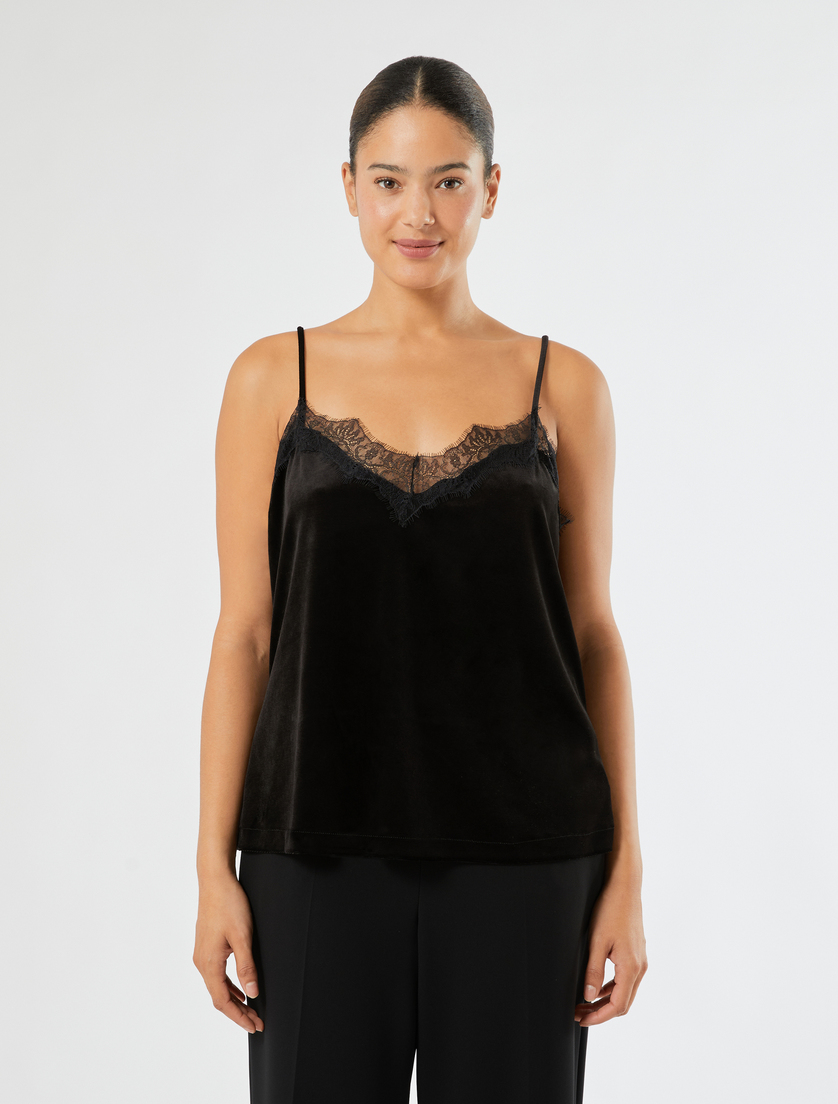 Velvet jersey top - BLACK - Marina Rinaldi - 3