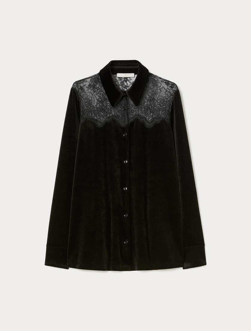 Velvet jersey shirt - BLACK - Marina Rinaldi