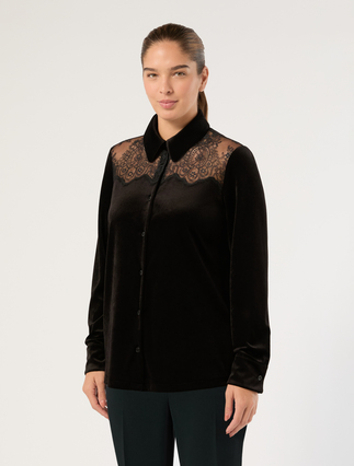 Velvet jersey shirt - BLACK - Marina Rinaldi - 3