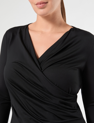 Jersey T-shirt - CZARNY - Marina Rinaldi - 5