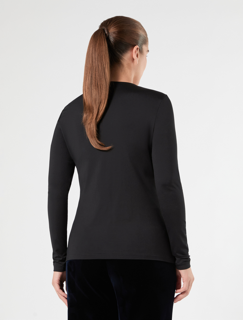 Jersey T-shirt - CZARNY - Marina Rinaldi - 4