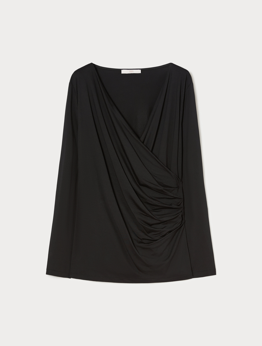 Jersey T-shirt - CZARNY - Marina Rinaldi