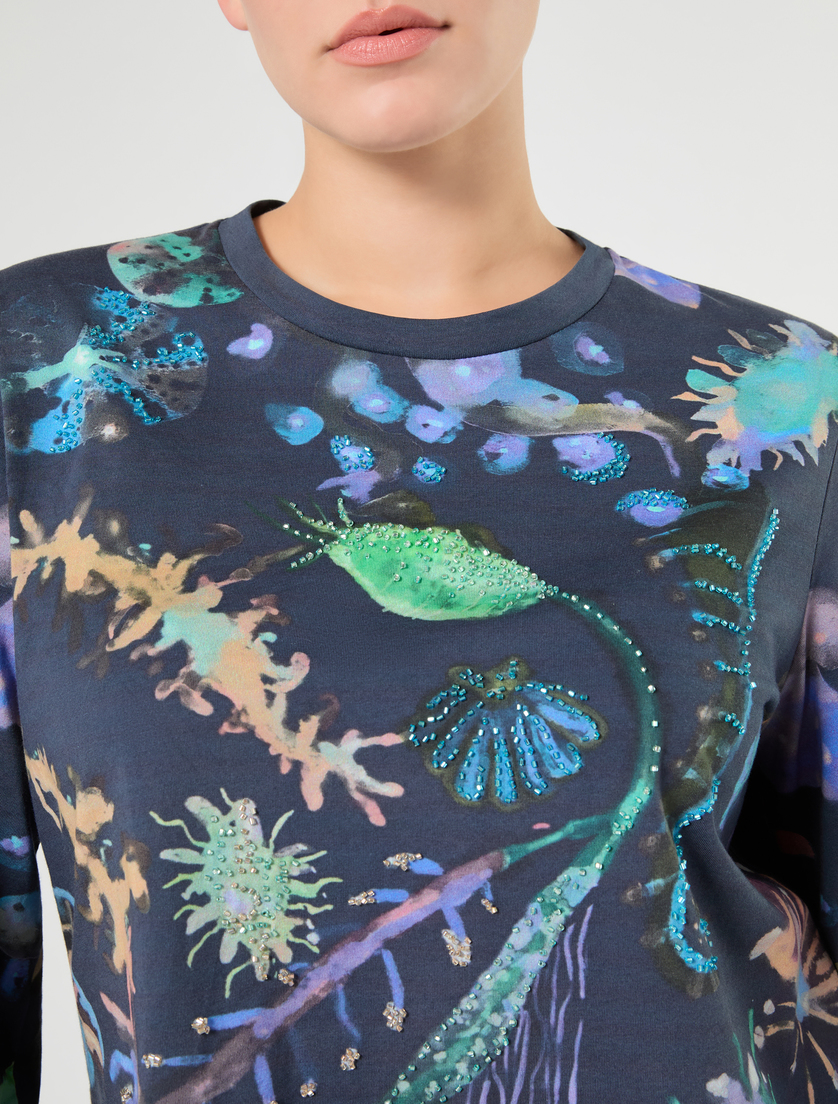 Embroidered jersey T-shirt - MIDNIGHTBLUE - Marina Rinaldi - 6