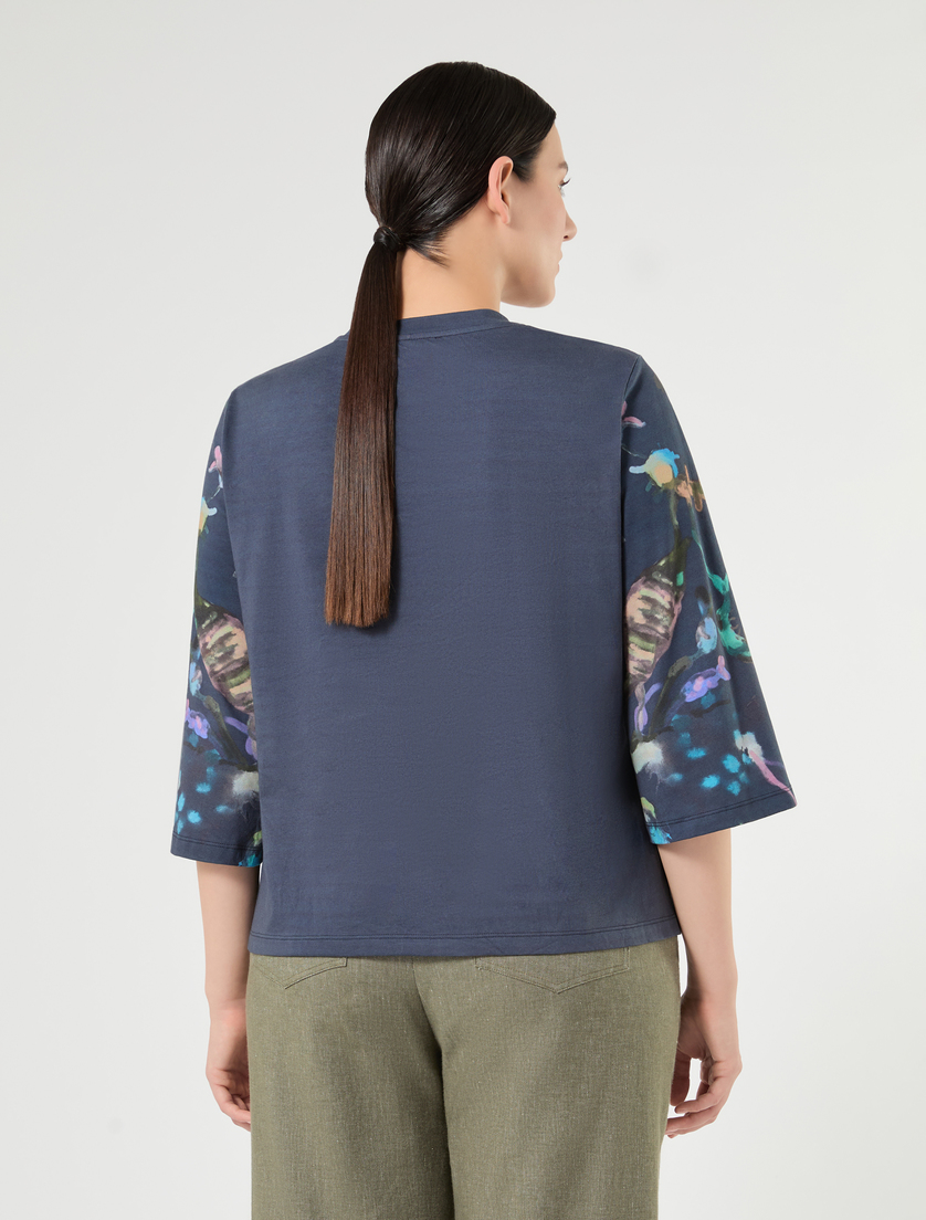 Embroidered jersey T-shirt - MIDNIGHTBLUE - Marina Rinaldi - 5