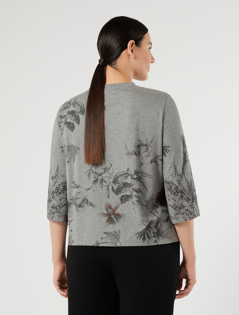 Embroidered jersey T-shirt - MEDIUM GREY - Marina Rinaldi - 4
