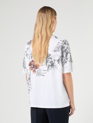 Embroidered jersey T-shirt - OPTICAL WHITE - Marina Rinaldi - 4