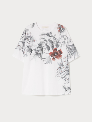 Embroidered jersey T-shirt - OPTICAL WHITE - Marina Rinaldi - 1