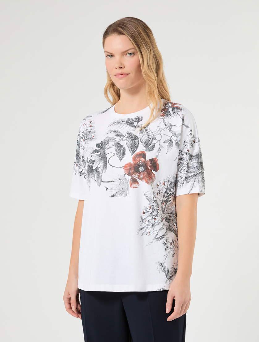 Embroidered jersey T-shirt - OPTICAL WHITE - Marina Rinaldi - 3