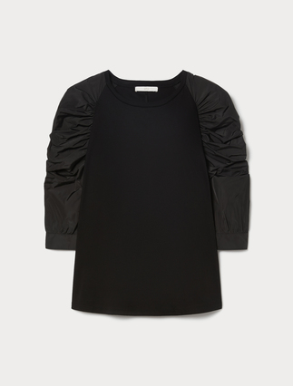 T-shirt en jersey et taffetas - NOIR - Marina Rinaldi - 1