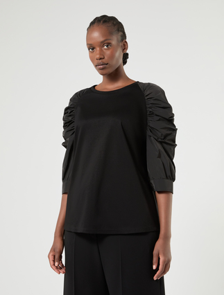T-shirt en jersey et taffetas - NOIR