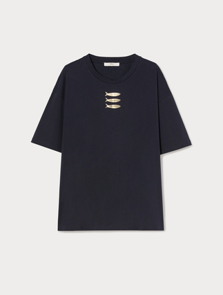 T-Shirt aus Jersey mit Fisch-Print - Marina Rinaldi