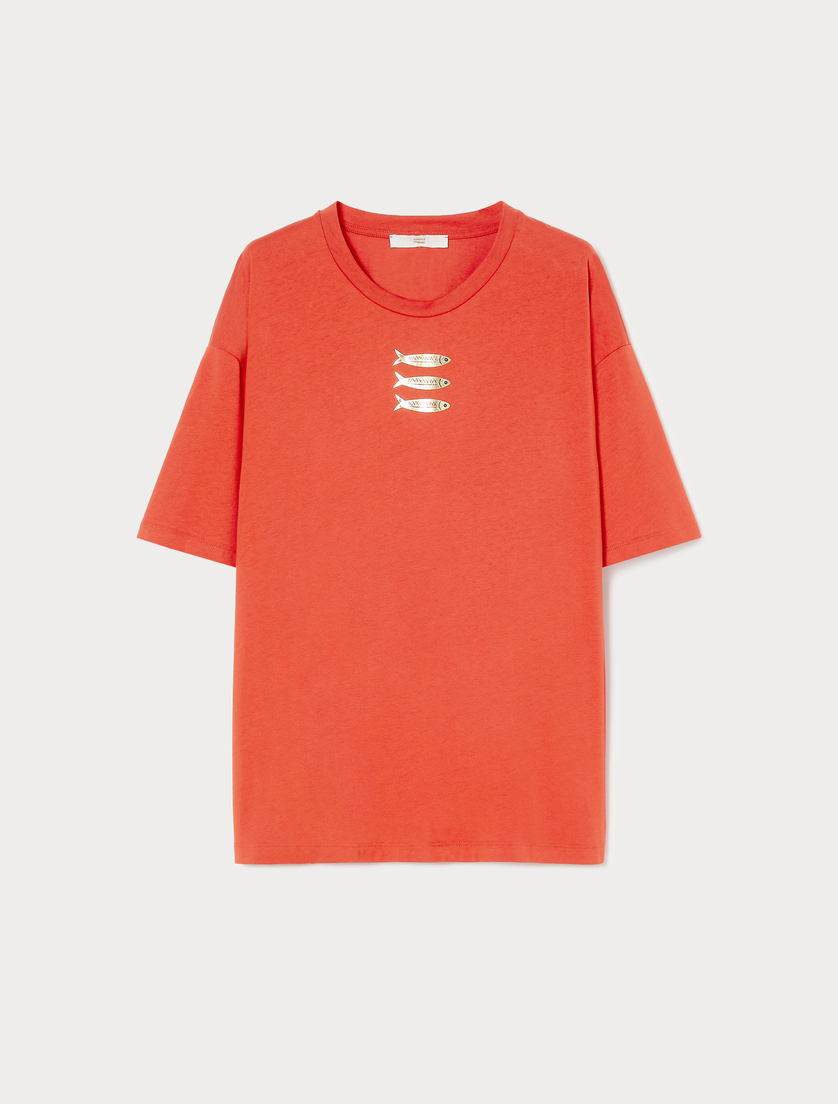 T-Shirt aus Jersey mit Fisch-Print - KORALLE - Marina Rinaldi
