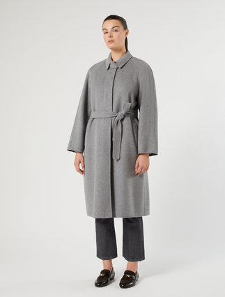 Double wool and nylon coat - MEDIUM GREY