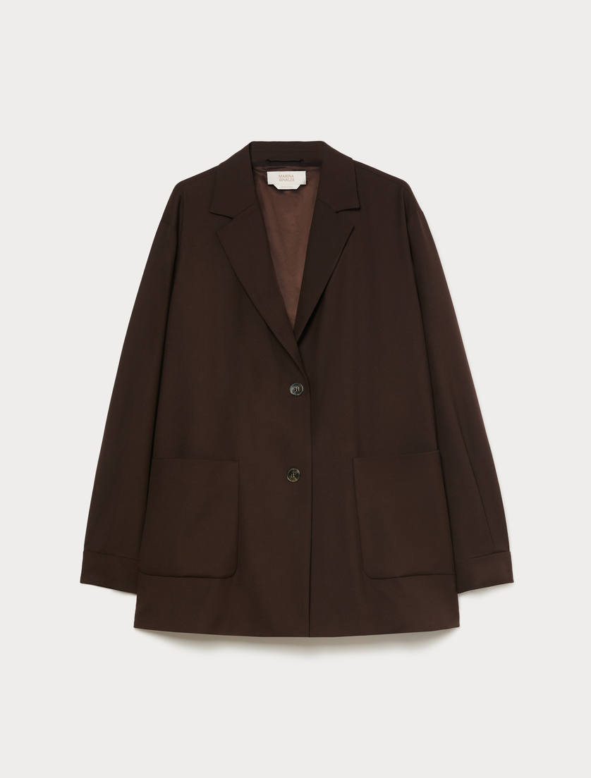 Viscose-blend twill jacket - CHOCOLATE - Marina Rinaldi
