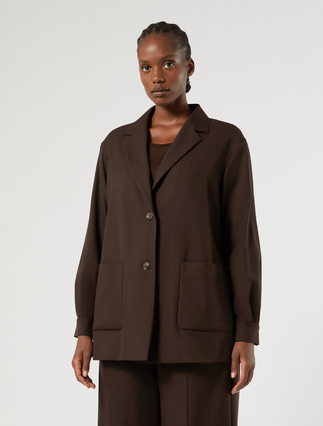 Viscose-blend twill jacket - CHOCOLATE
