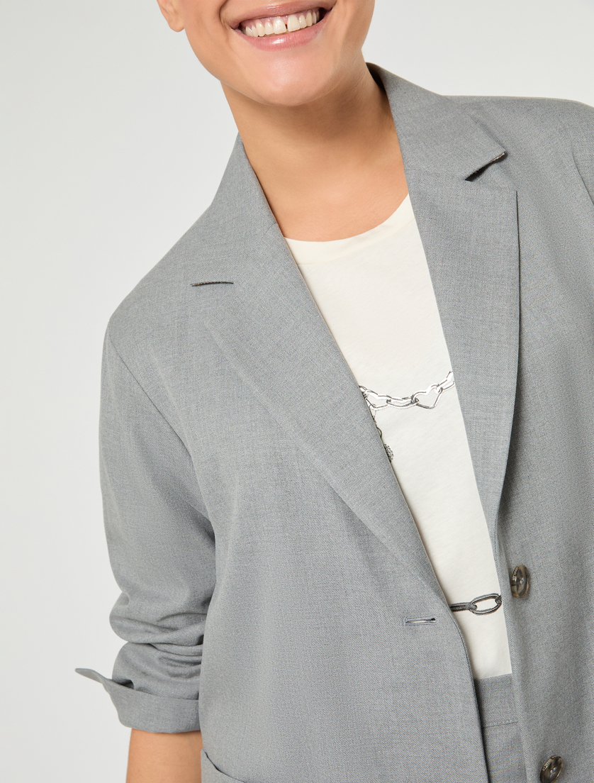 Viscose-blend twill jacket - MEDIUM GREY - Marina Rinaldi - 5