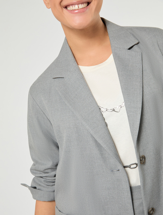 Viscose-blend twill jacket - MEDIUM GREY - Marina Rinaldi - 5