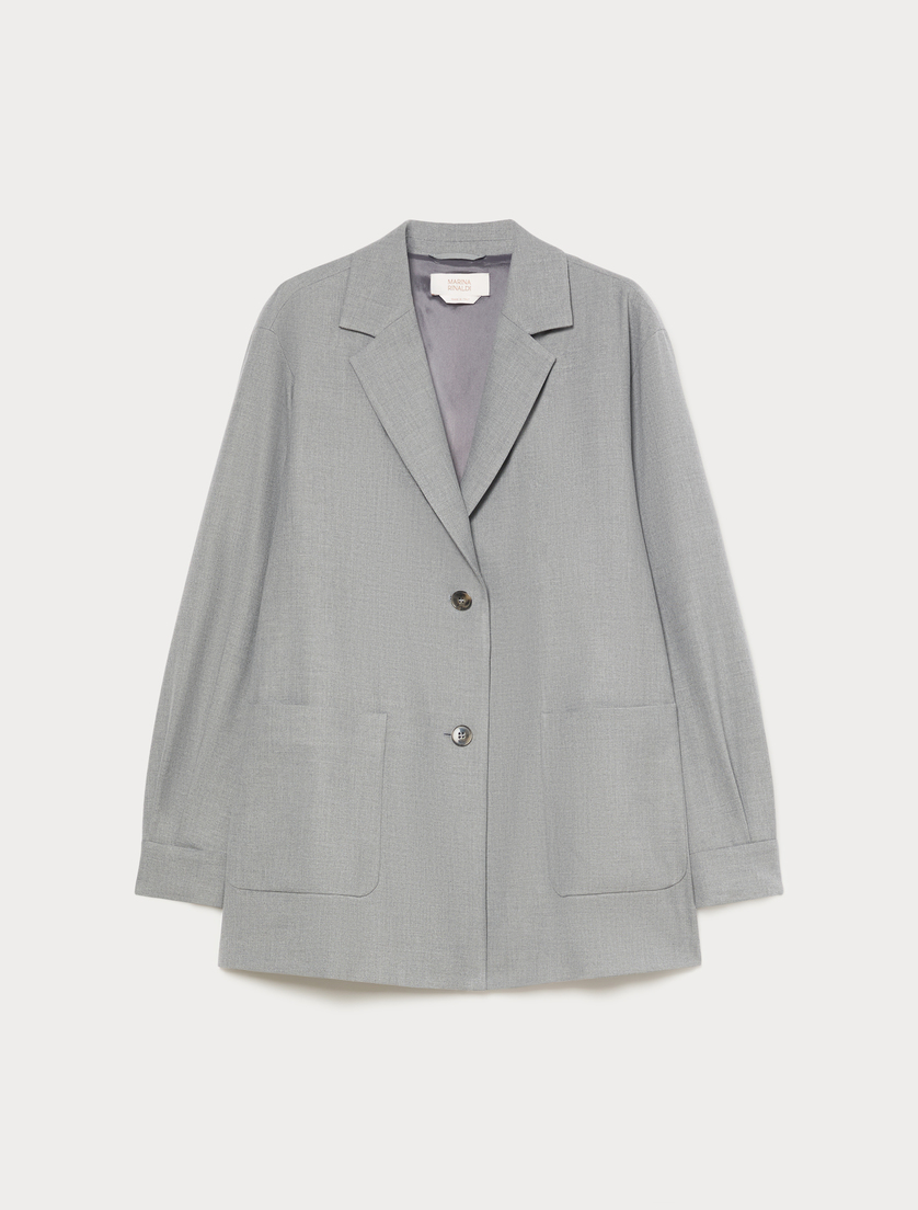 Viscose-blend twill jacket - MEDIUM GREY - Marina Rinaldi