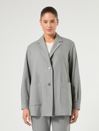Viscose-blend twill jacket - MEDIUM GREY