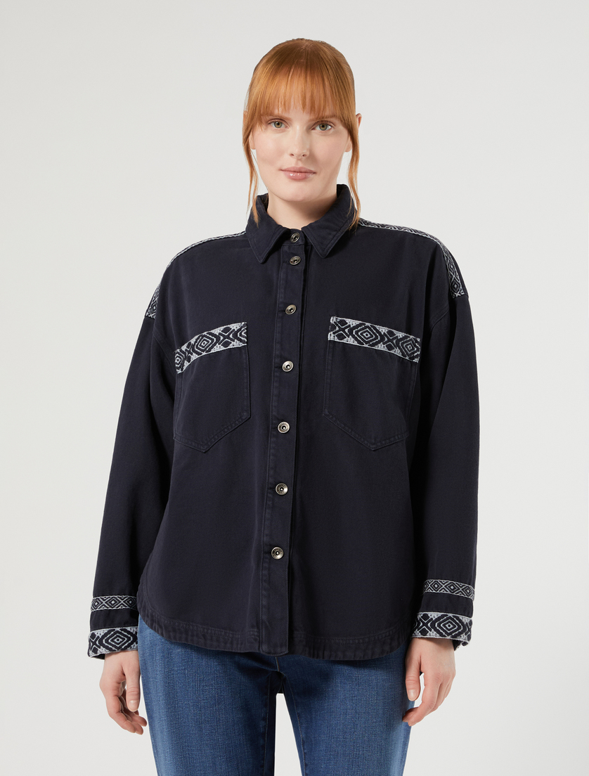 Cotton bull denim jacket - ULTRAMARINE - Marina Rinaldi - 3