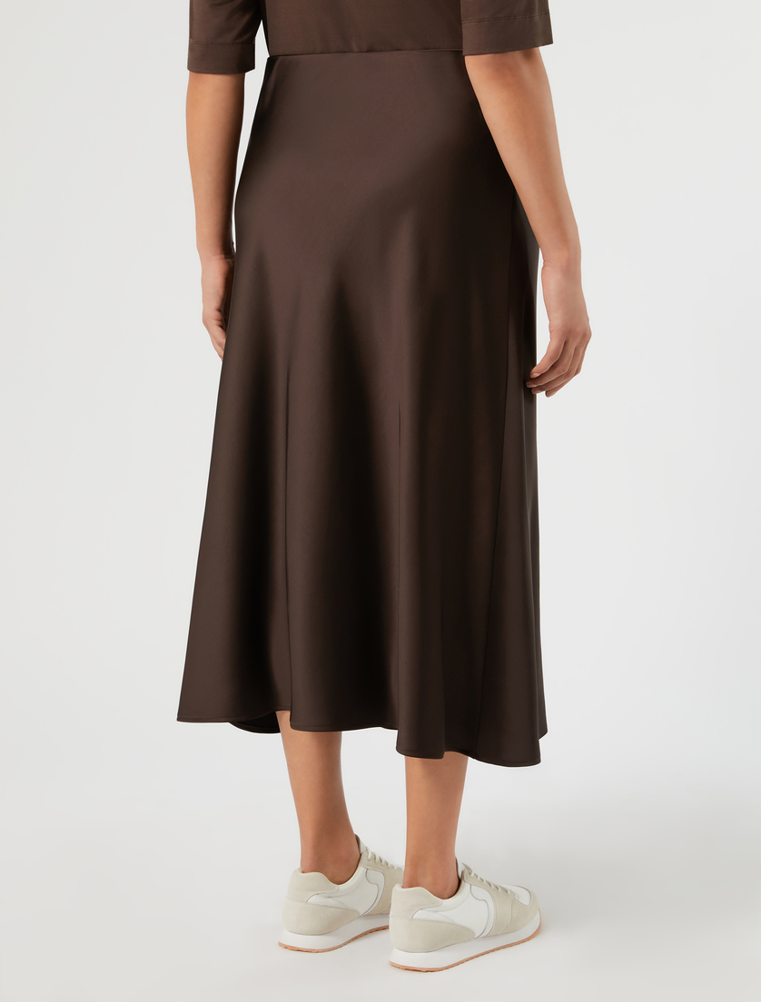 Fluid satin skirt - DARK BROWN - Marina Rinaldi - 4