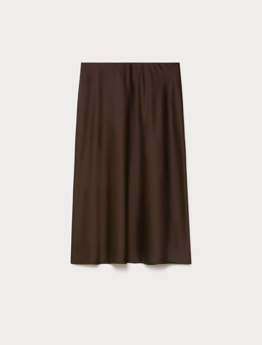 Fluid satin skirt - DARK BROWN - Marina Rinaldi