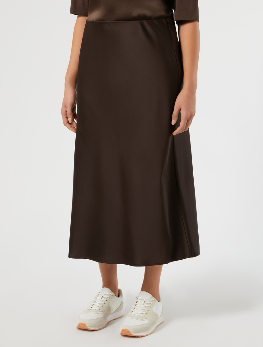 Fluid satin skirt - DARK BROWN - Marina Rinaldi - 3