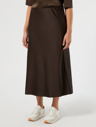 Fluid satin skirt - DARK BROWN - Marina Rinaldi - 3