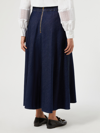 Jupe en denim avec broderie - BLEU NUIT - Marina Rinaldi - 4