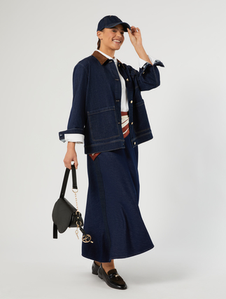 Embroidered denim skirt - Marina Rinaldi