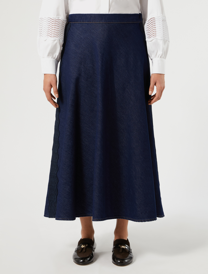 Jupe en denim avec broderie - BLEU NUIT - Marina Rinaldi - 3