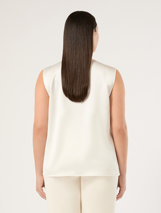 Lace-detail satin top - IVORY - Marina Rinaldi - 4