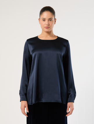 Silk satin blouse - MIDNIGHTBLUE
