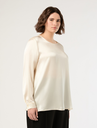 Silk satin blouse - PEARLY WHITE - Marina Rinaldi - 3