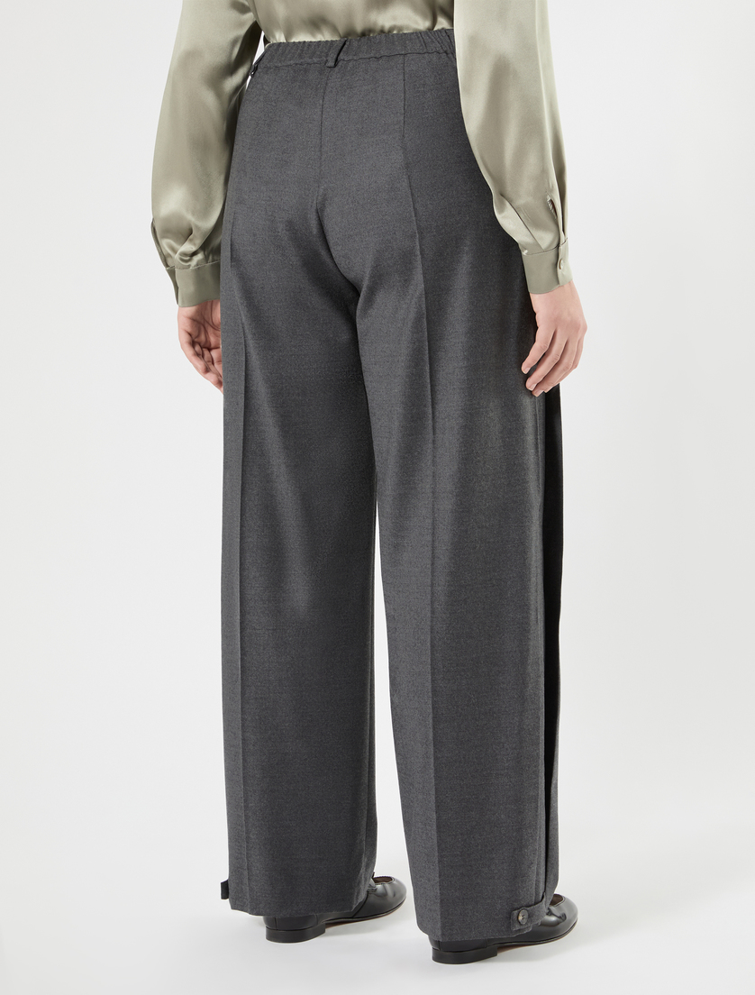 Stretch flannel wide-leg trousers - DARK GREY - Marina Rinaldi - 4
