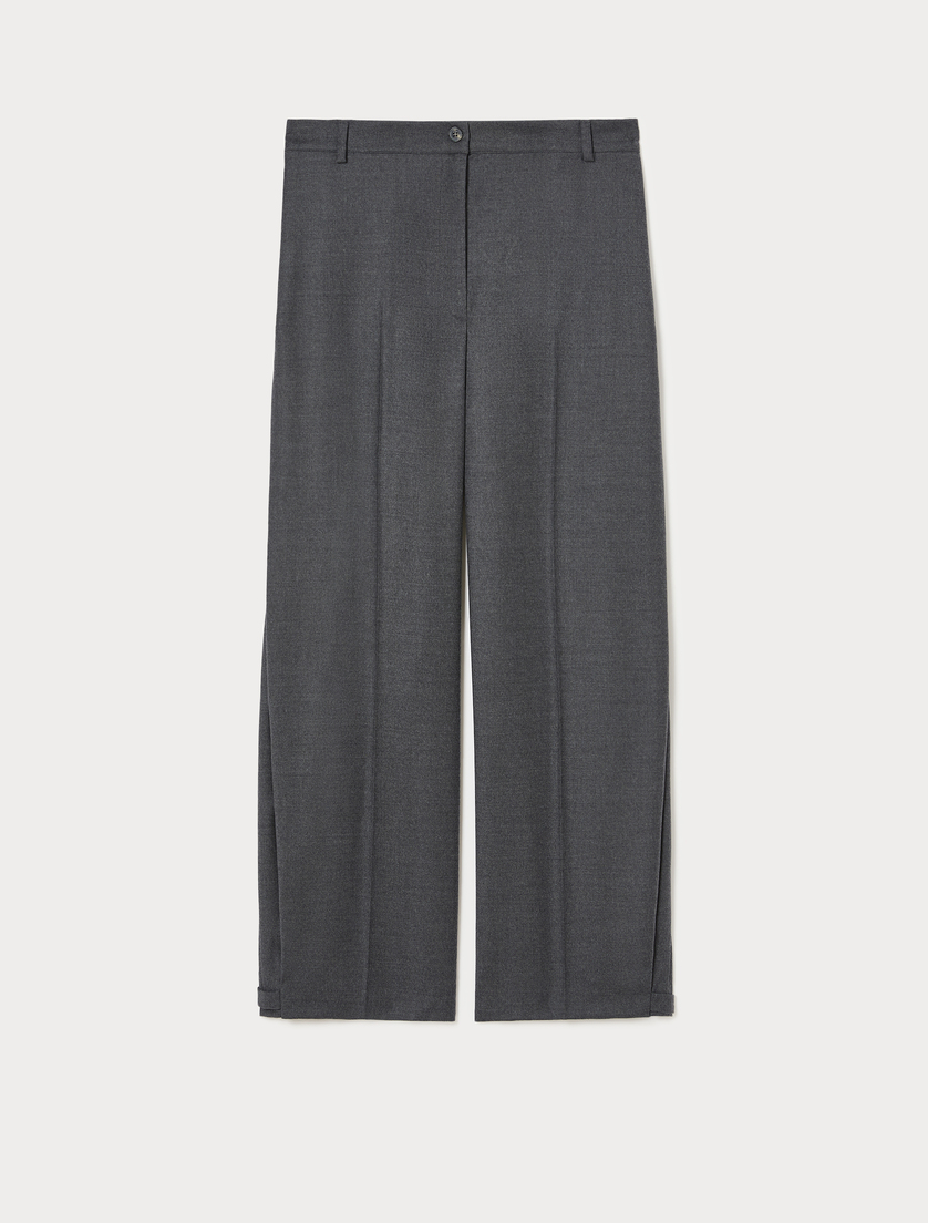 Stretch flannel wide-leg trousers - DARK GREY - Marina Rinaldi