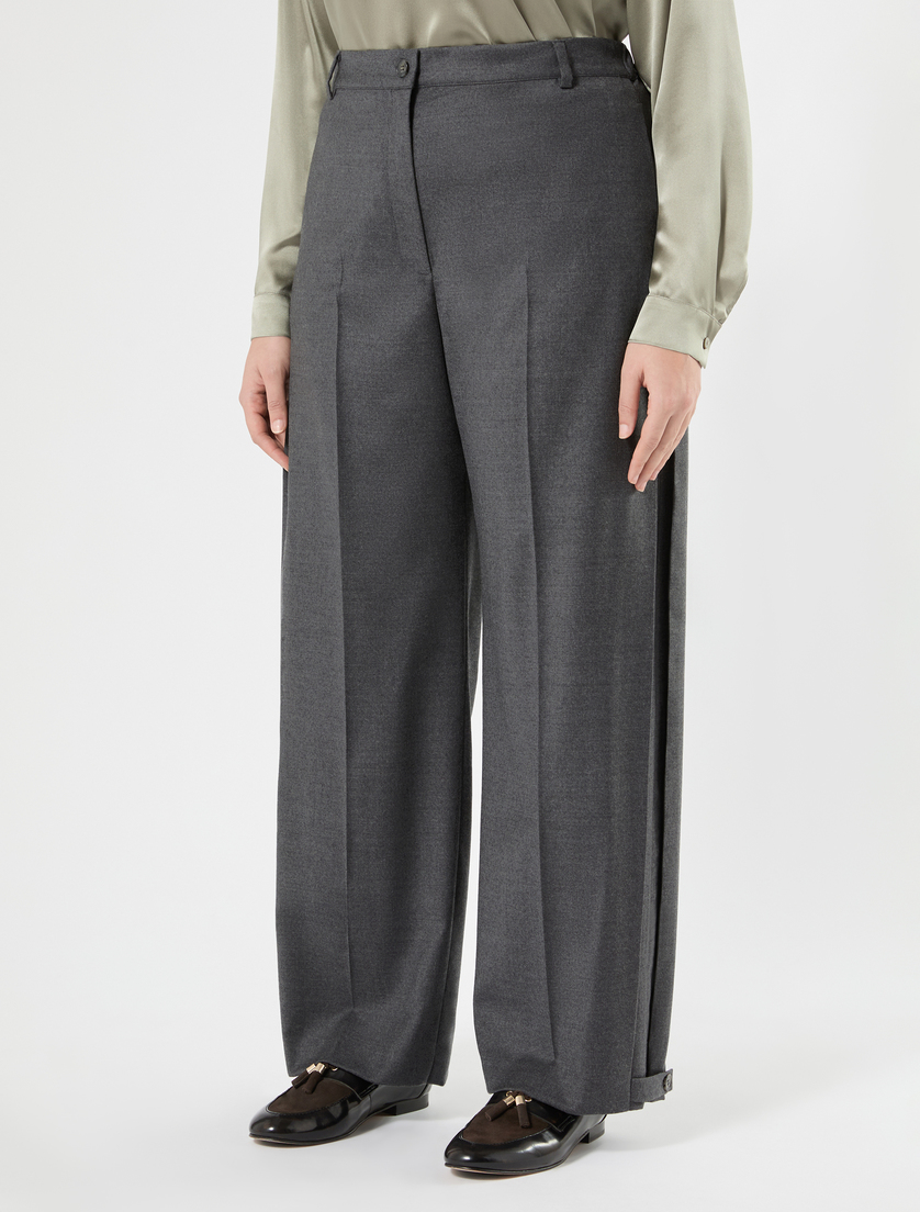 Stretch flannel wide-leg trousers - DARK GREY - Marina Rinaldi - 3