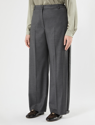 Stretch flannel wide-leg trousers - DARK GREY