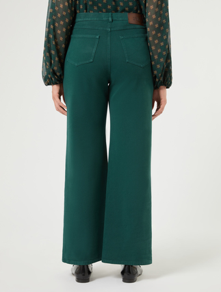 Stretch bull denim trousers - DARK GREEN - Marina Rinaldi - 4