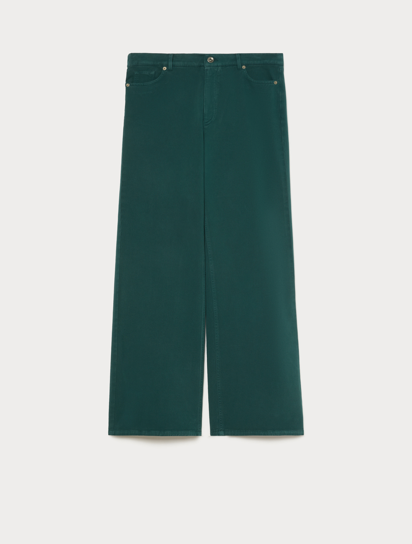 Stretch bull denim trousers - DARK GREEN - Marina Rinaldi