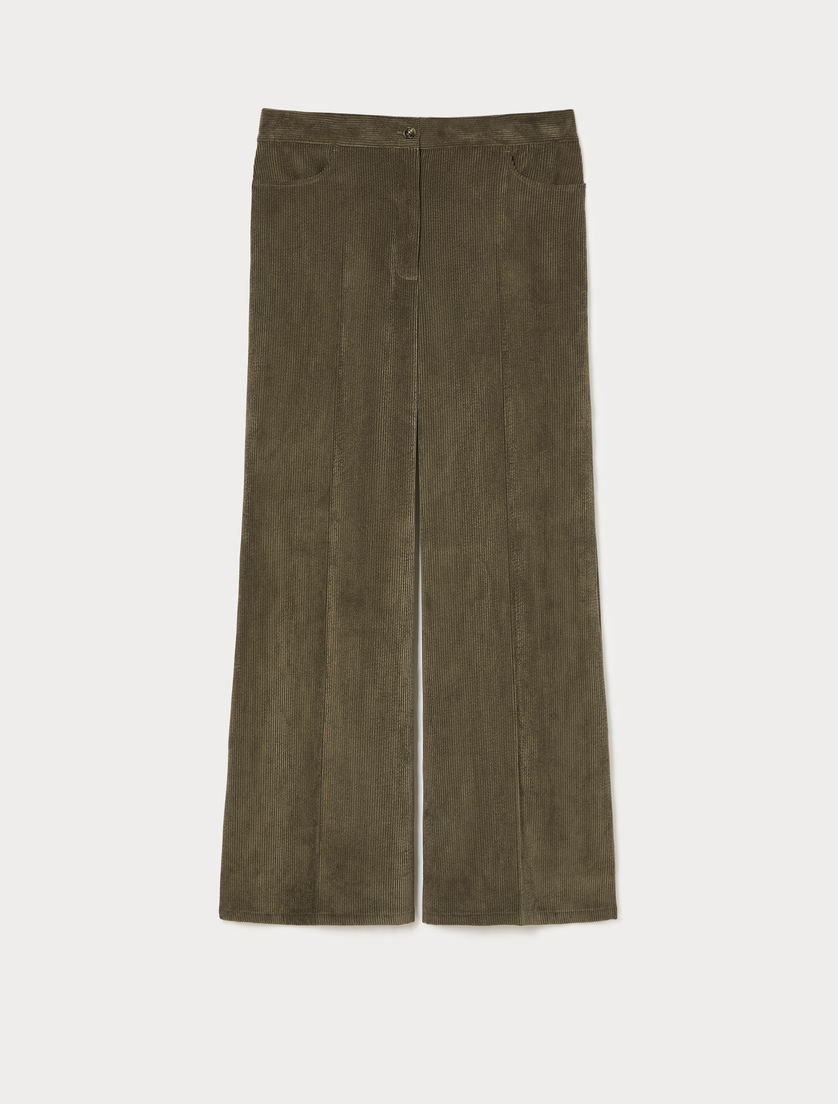 Velvet palazzo trousers - OLIVE GREEN - Marina Rinaldi
