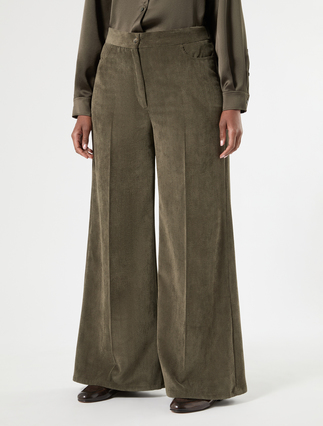 Velvet palazzo trousers - OLIVE GREEN - Marina Rinaldi - 3