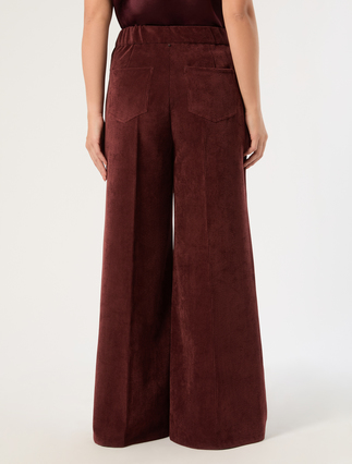 Velvet palazzo trousers - BROWN BORDEAUX - Marina Rinaldi - 4
