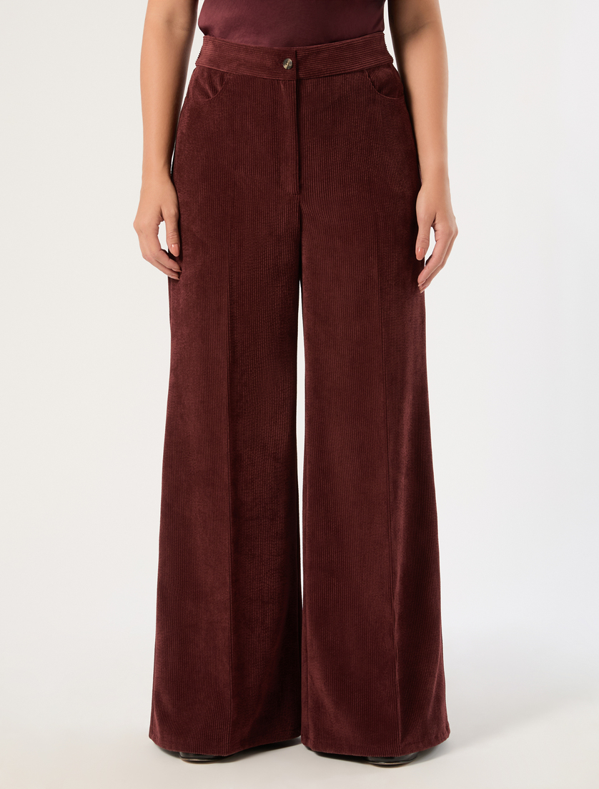 Velvet palazzo trousers - BROWN BORDEAUX - Marina Rinaldi - 3