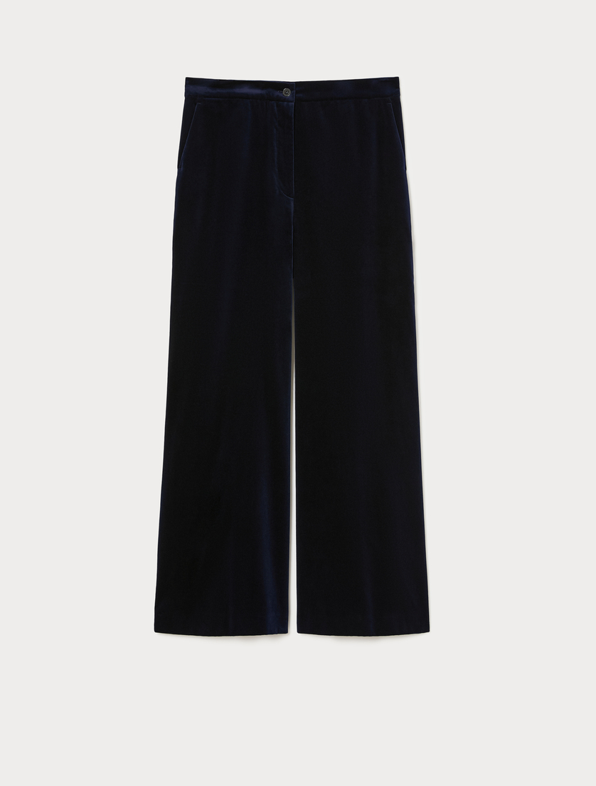 Wide velvet trousers - MIDNIGHTBLUE - Marina Rinaldi