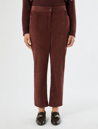 Hose aus Samt - BRAUN BORDEAUX