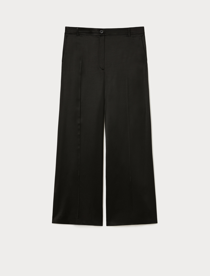 Wide satin trousers - BLACK - Marina Rinaldi