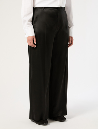 Wide satin trousers - BLACK