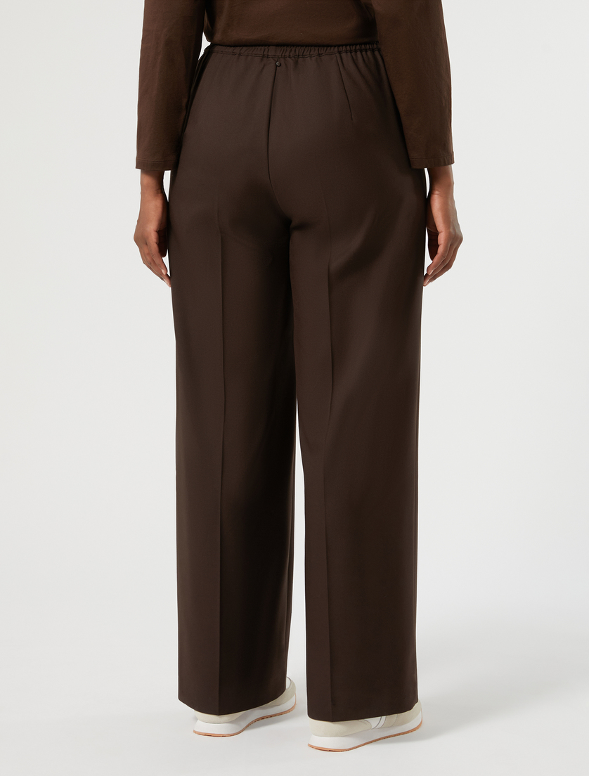 Pantalon wide leg en sergé stretch - CHOCOLAT - Marina Rinaldi - 4